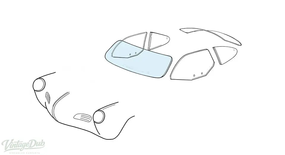 Voorruit - Karmann Ghia coupé/Cabrio blank detail — KG