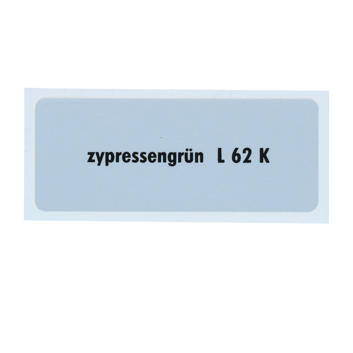 Kleurcode sticker L62K - zypressengrün voor VW T1 Bus, T2 Bus, Kever en Karmann Ghia - VintageDub