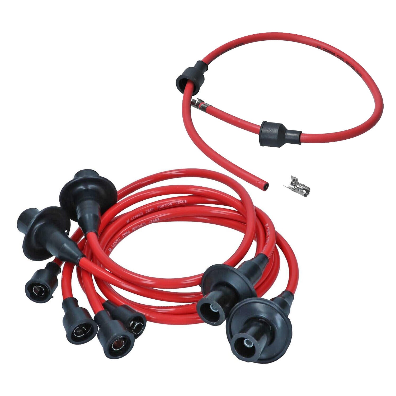 Bougiekabelset Type1 koper - rood, 60cm hoofdkabel voor T1, T2, Kever, KG — VintageDub