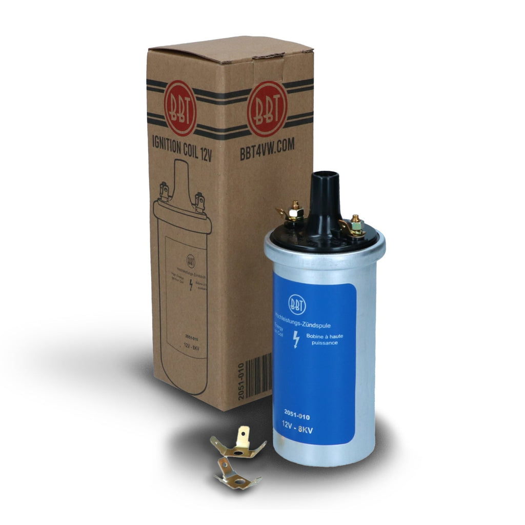 Bobijn blauw 12 volt detail — T1, T2, Kever, KG