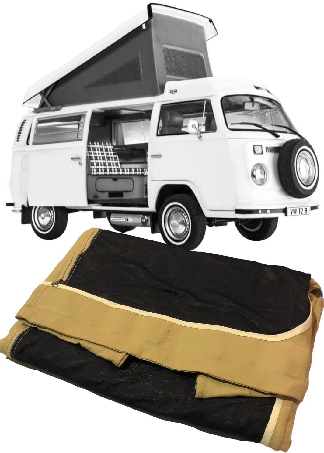 VW T2 Bus | Hubdachbezug Westfalia, Scharnier hinten, beige, Spitzenqualität, 08/1974-07/1979
