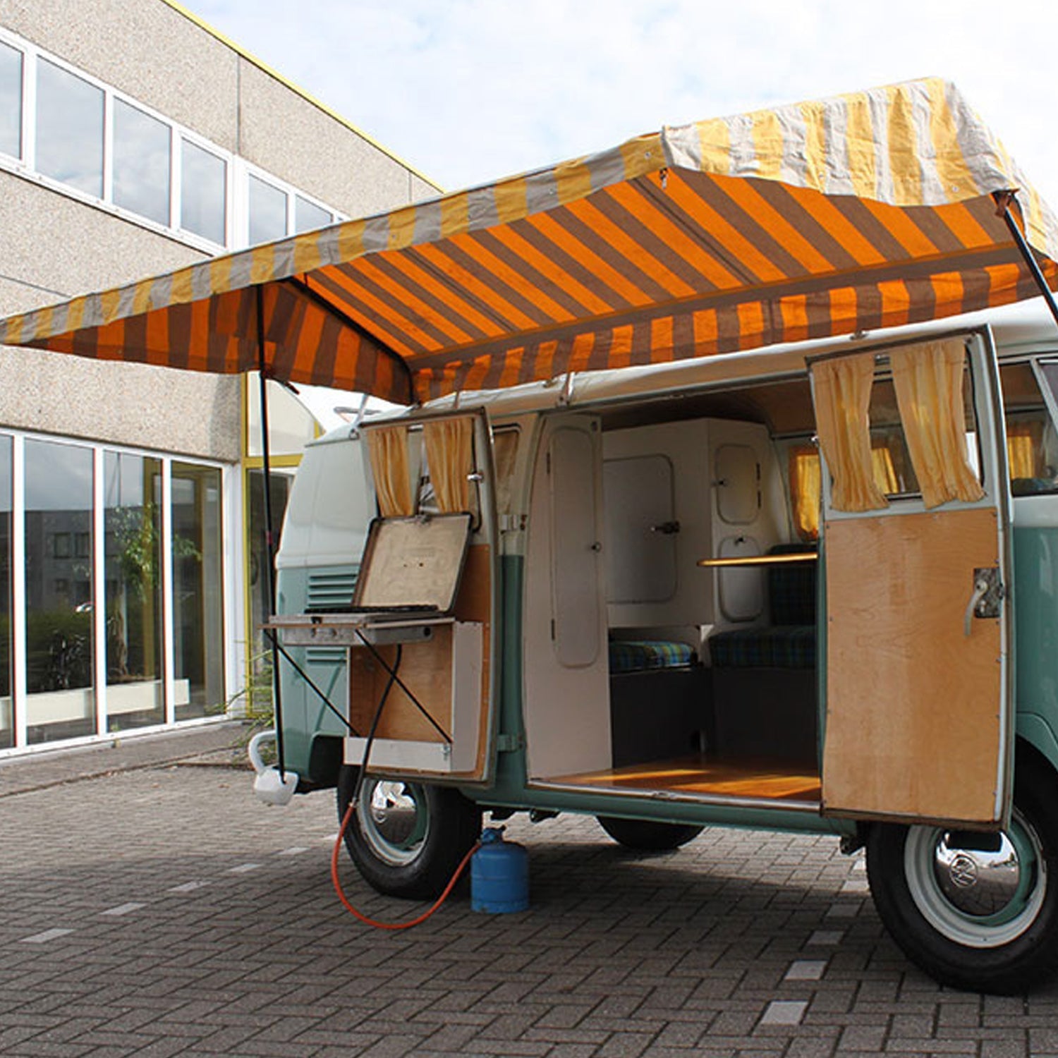 VW T1, T2 Westfalia Zeltstoff gelb/grau (pro meter)
