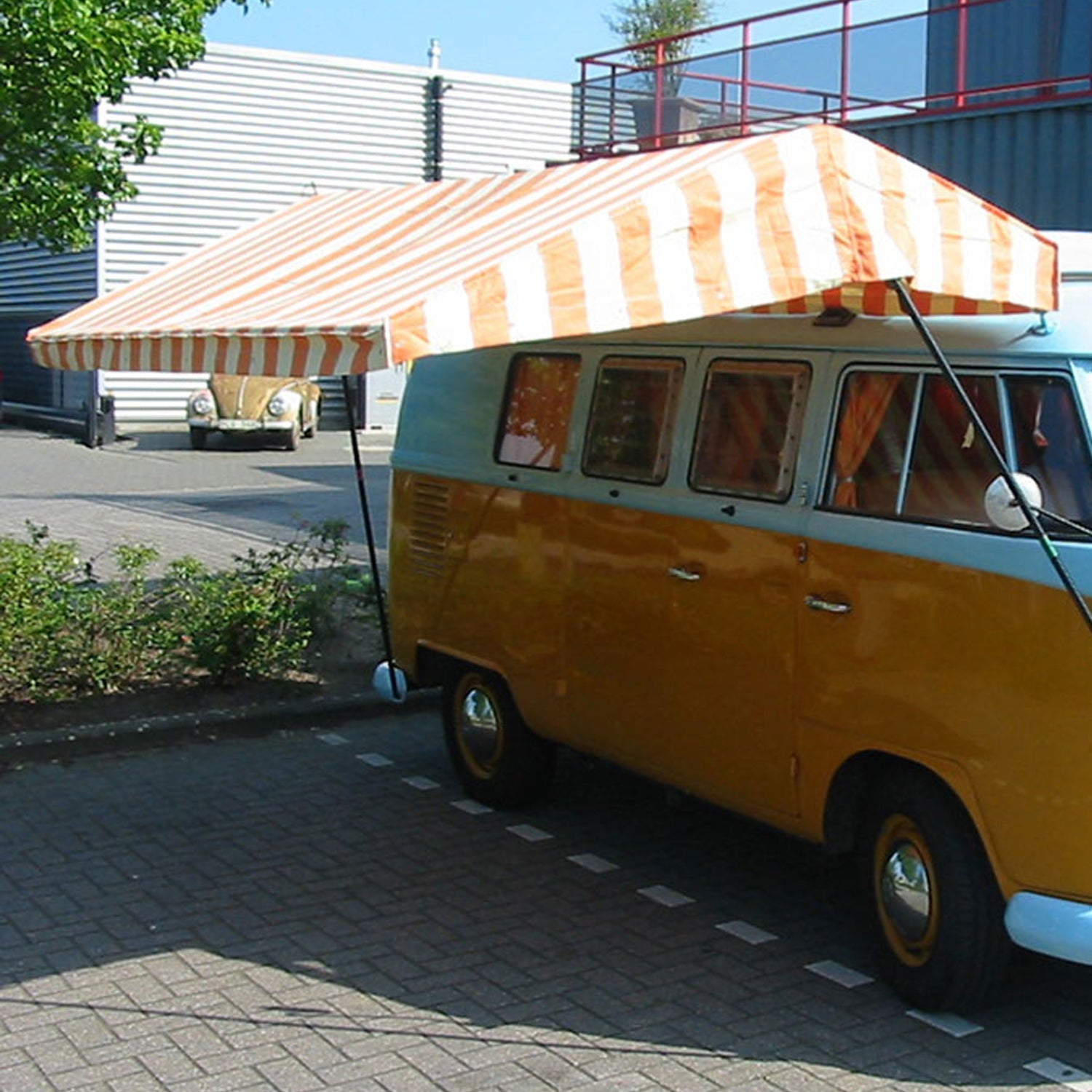 VW T1, T2 Westfalia Zeltstoff orange/weiss (pro meter)