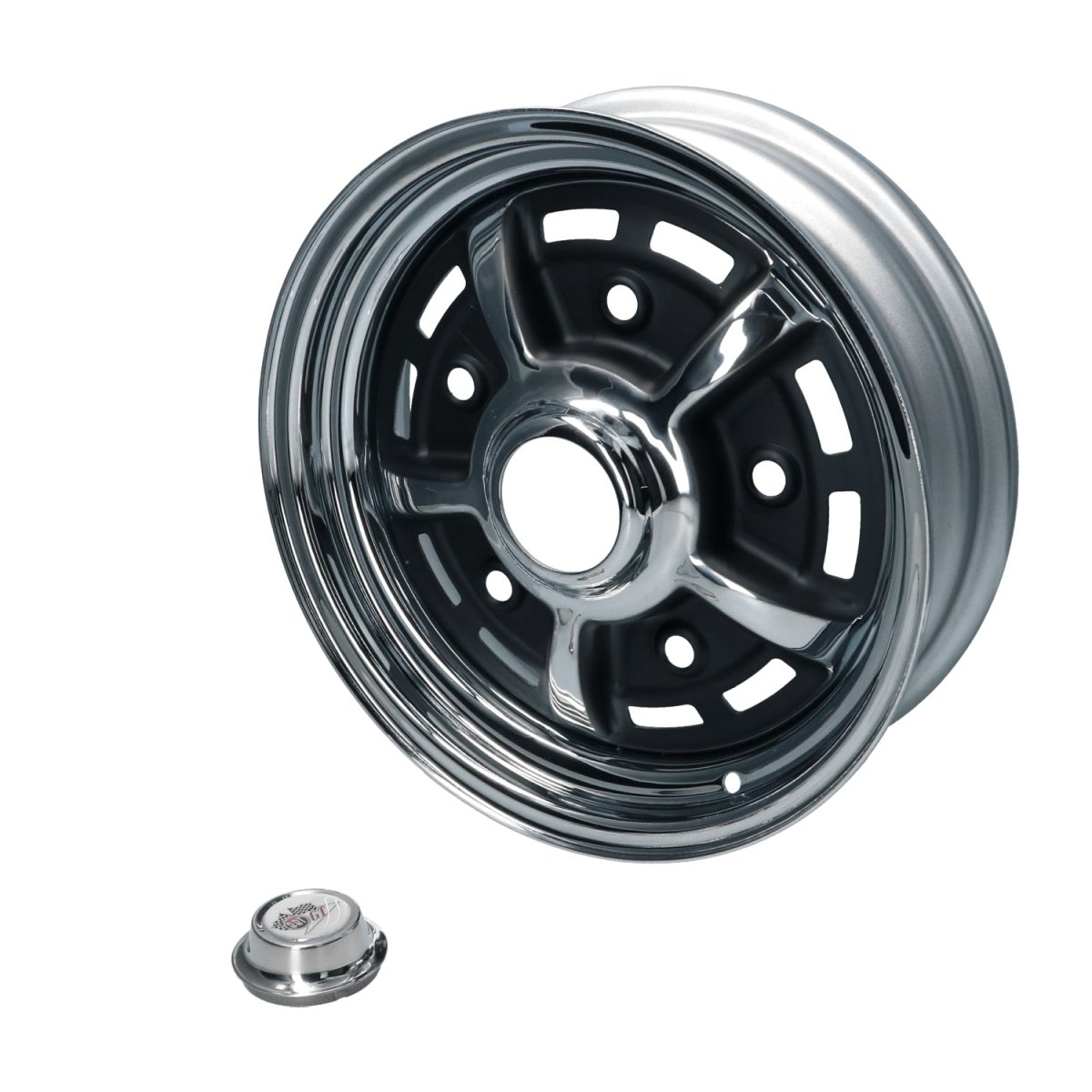 VW Käfer / T2a / Typ 3 | Felge BBT Sprintstar 4,5 x 15 ET 15 5x205, Chrom/Schwarz