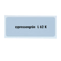 Kleurcode sticker L62K - zypressengrün – VW T1 Bus, T2 Bus, Kever, KG, T3 Bus, Type 3, Type 181