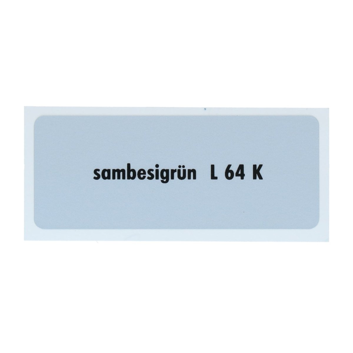 Kleurcode sticker L64K - sambesigrün voor VW T1 Bus, T2 Bus, Kever en Karmann Ghia - VintageDub