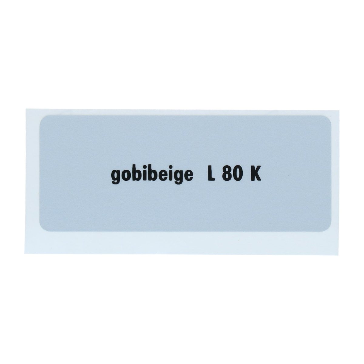 Kleurcode sticker L80K - gobibeige – VW T1 Bus, T2 Bus, Kever, KG, T3 Bus, Type 3, Type 181