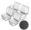 VW Kever | TMI Stoelbekleding set, met hoofdsteun, zwart basket vinyl | Kever 08/67 - 07/69 sedan