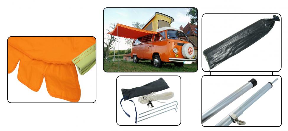 VW T2 Bus | Vintage Sonnenmarkise, orange, t/m 07/79