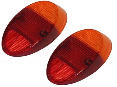 VW Käfer | Hella Rücklichtglas Europa amber/rot, Qualität A (pro Paar) | Käfer: alle Modelle 08/61 - 07/67, VW1200 08/67 - 07/73 | 111945241K