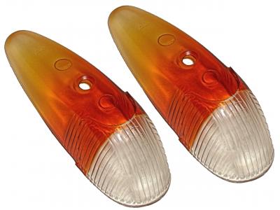 VW Käfer | Hella Blinkerglas italienisch orange/weiß (pro Paar) | Käfer 08/60 - 09/63 | 111953161B