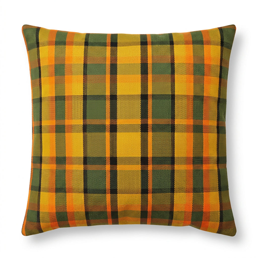 Westfalia kussen geruit geel/groen 40 x 40cm originele Westfalia stof – VW T2 Bus Westfalia – detail 3