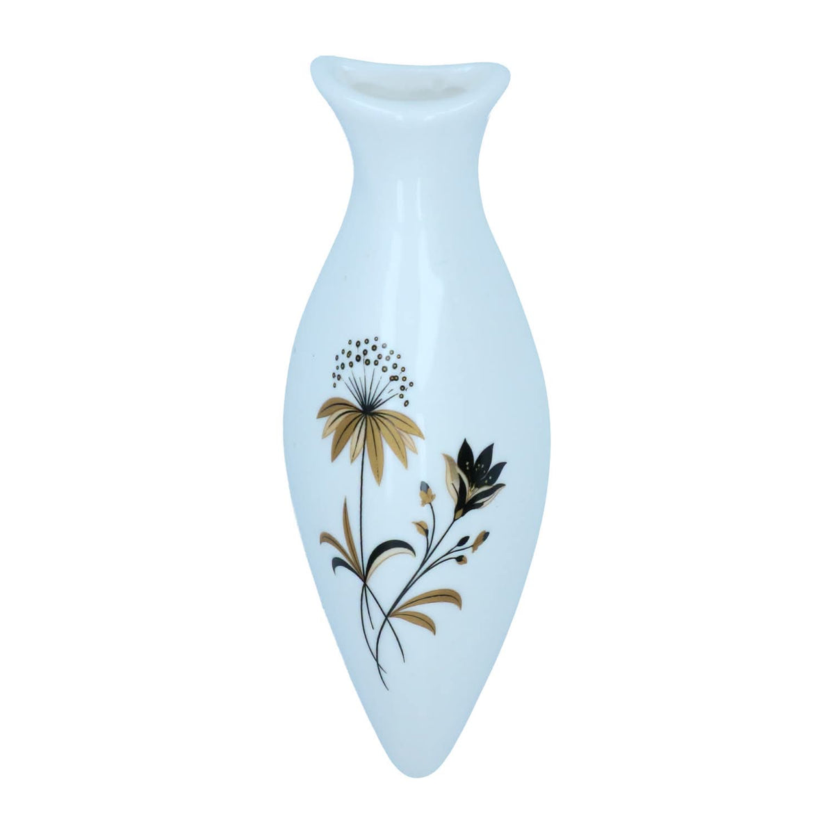 Budvase Ceramic, Gold/black floral pattern